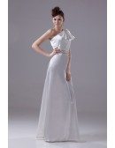 Beaded Sash Silky Satin One Strap Formal Dress Custom
