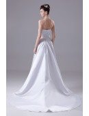 Beaded Sweetheart A-line White Satin Wedding Dress with Train