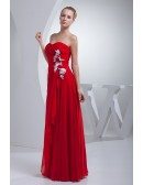 Sweetheart Red Chiffon Modest Long Prom Dress