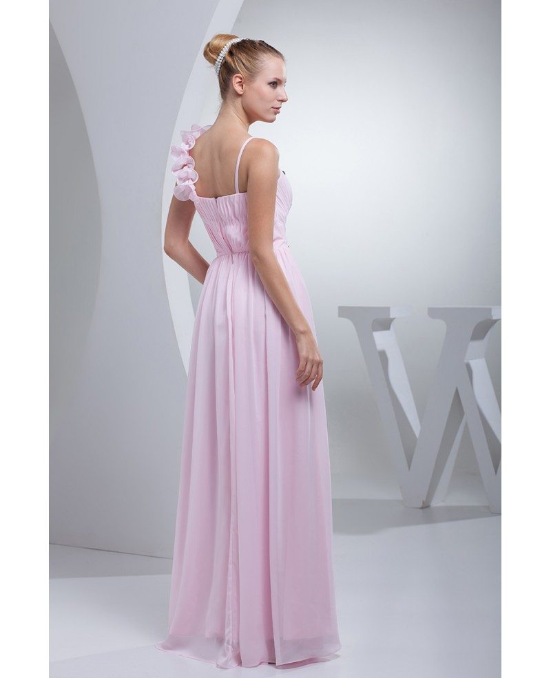 Pearl Pink Long Chiffon Floral Prom Dress with Beading #OP4419 $146.9 ...