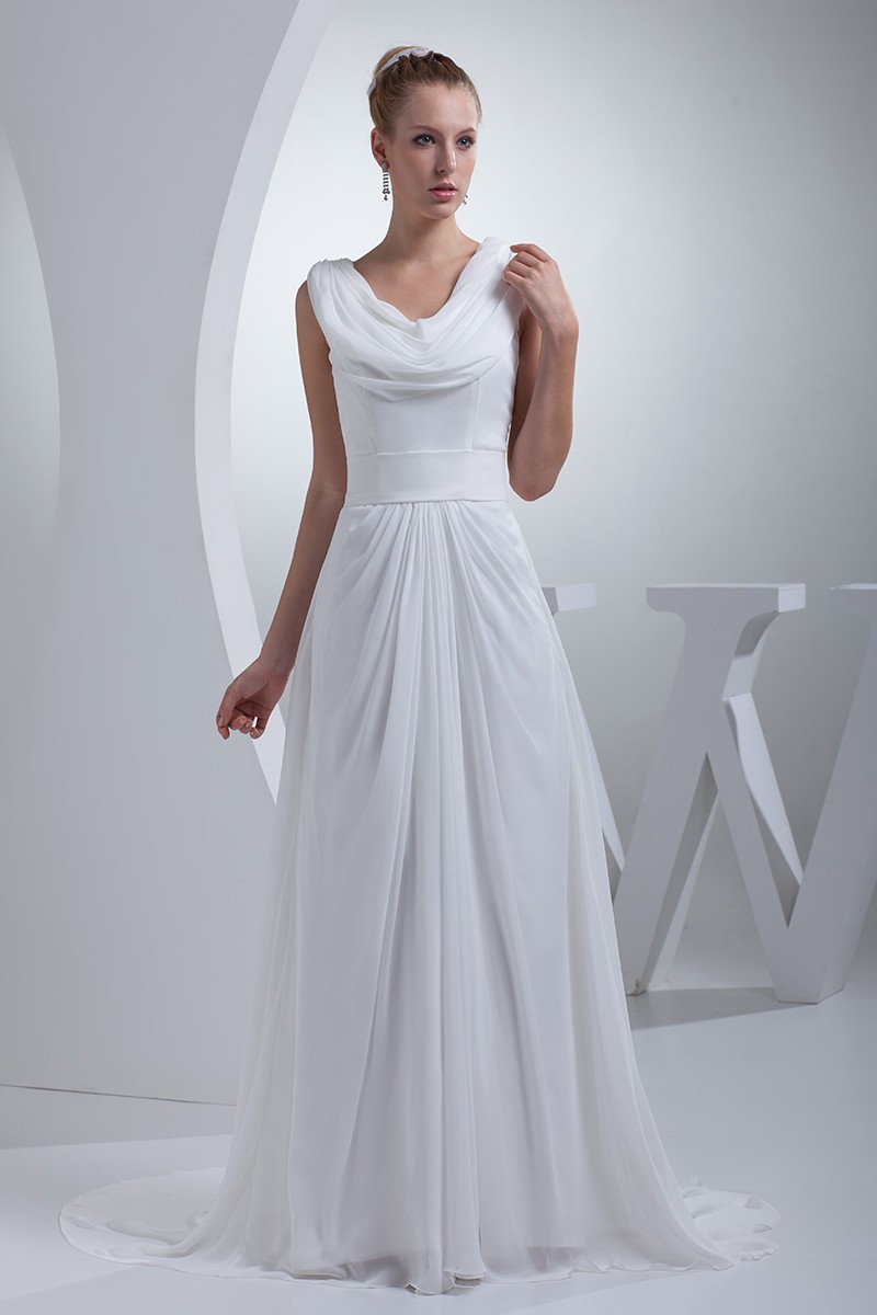 Modest Long Chiffon A-line Wedding Dress Custom #OP4422 $144.3 ...
