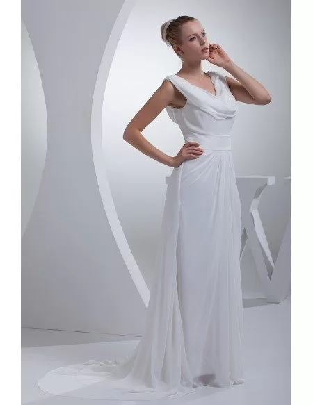 Modest Long Chiffon A-line Wedding Dress Custom