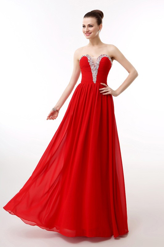 Empire Sweetheart Floor-Length Chiffon Prom Dress With Ruffle Beading ...