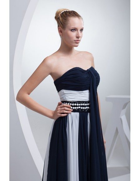 Chic Blue and White Two Colors Long Prom Dress