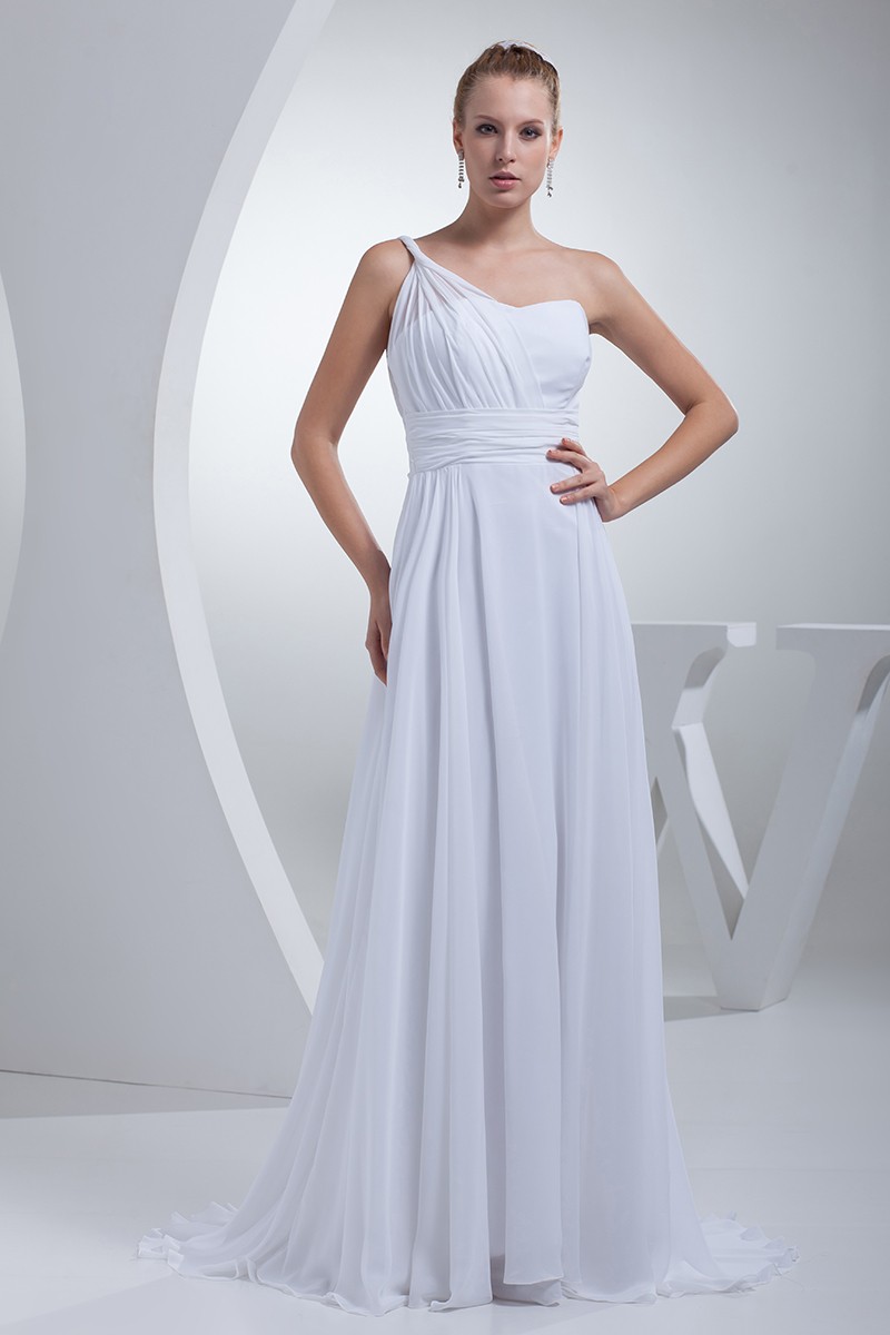 White Grecian One Shoulder Dress