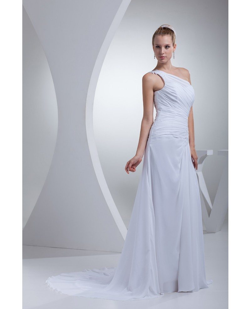 One Shoulder Greek Style Pleated Long Wedding Dress #OP4434 $164.3 ...