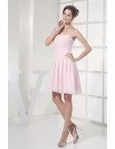 Simple Short Pink Strapless Chiffon Party Dress