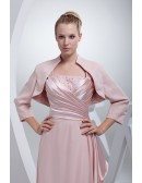 Pink Satin with Chiffon Floor Length Jacket Style Mother of Bride Dress