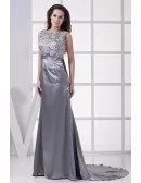 Silver Lacy Top Long Satin Formal Dress Custom