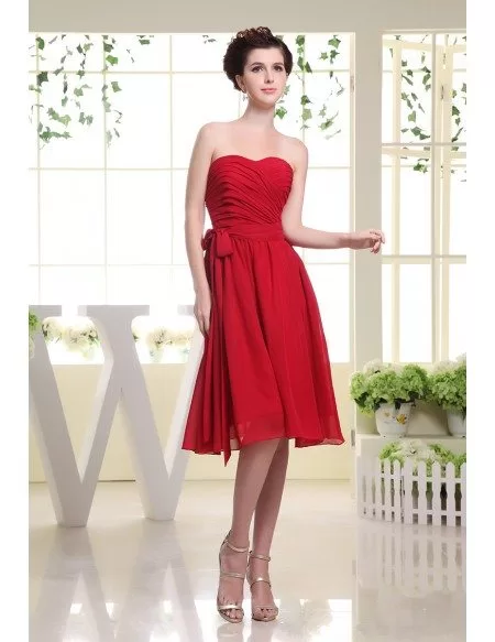 A-line Sweetheart Knee-length Chiffon Bridesmaid Dress