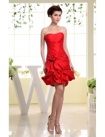 A-line Strapless Short Satin Bridesmaid Dress #OP3066 $114 - GemGrace.com