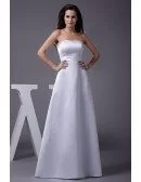 A-line Long Satin Strapless Wedding Dress with Lace Jacket