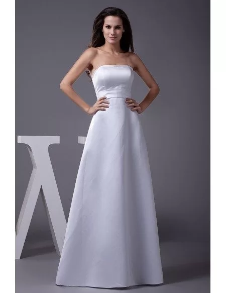 A-line Long Satin Strapless Wedding Dress with Lace Jacket