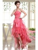 A-line Strapless Asymmetrical Tulle Prom Dress With Cascading Ruffle