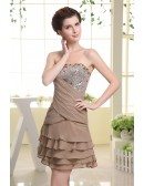 A-line Strapless Short Chiffon Prom Dress With Sequins