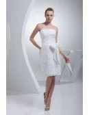Beautiful Handmade Flowers White Strapless Wedding Dress with Shawl