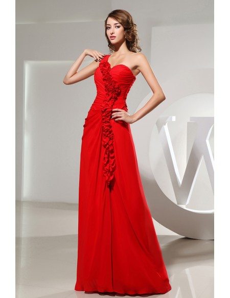 A-line One-shoulder Floor-length Chiffon Bridesmiad Dress #OP3078 $129 ...