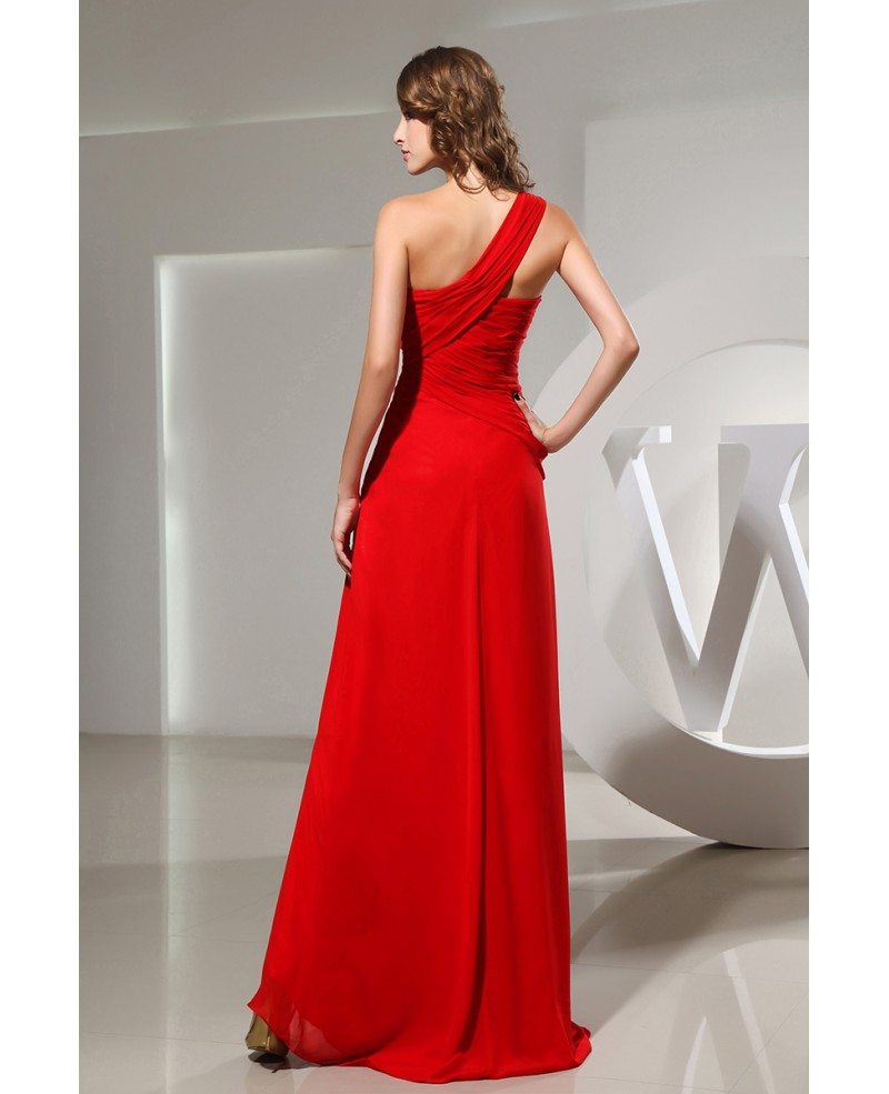 A-line One-shoulder Floor-length Chiffon Bridesmiad Dress #OP3078 $129 ...