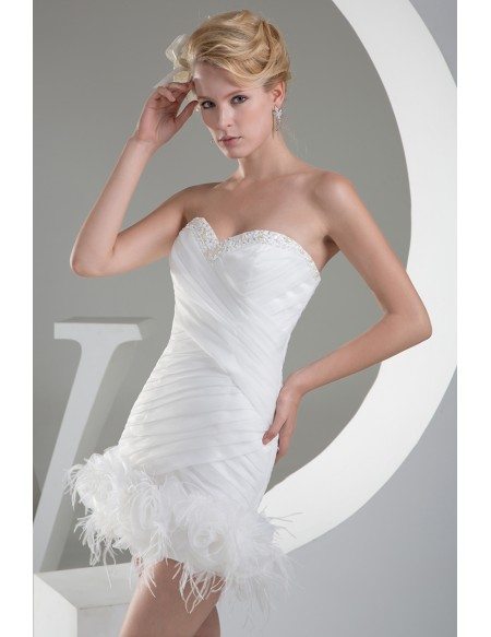 Cute Short Sweetheart Pleated Wedding Dress with Flowers