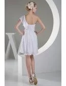Simple A-line One Shoulder Short Wedding Dress in Chiffon