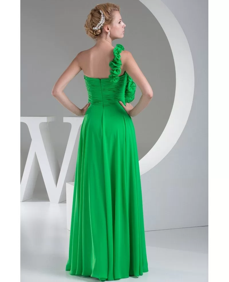 one shoulder lime green dress