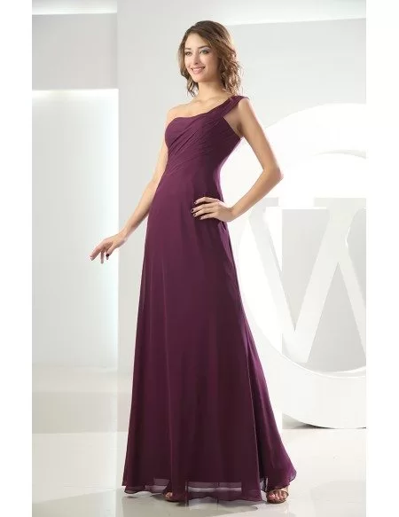 Sheath One-shoulder Floor-length Chiffon Bridesmaid Dress