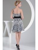 Leopard Printed Short Party Dress with Floral Sash