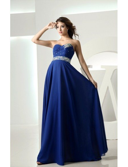 A-line Sweetheart Floor-length Chiffon Prom Dress With Beading