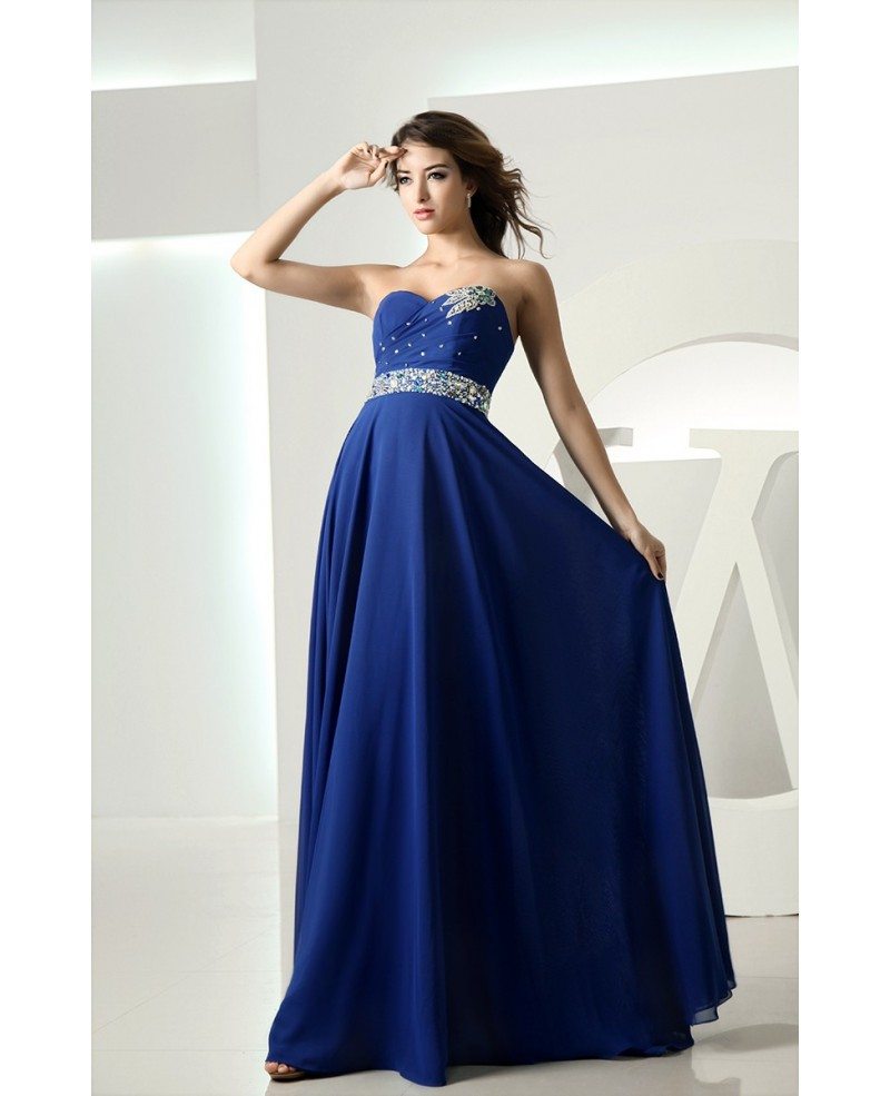 A-line Sweetheart Floor-length Chiffon Prom Dress With Beading #OP3103 ...