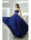 A-line Sweetheart Floor-length Chiffon Prom Dress With Beading
