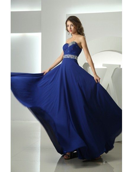A-line Sweetheart Floor-length Chiffon Prom Dress With Beading