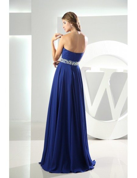 A-line Sweetheart Floor-length Chiffon Prom Dress With Beading
