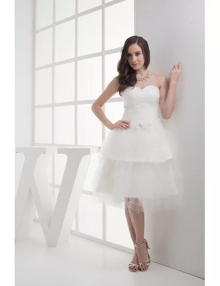 Reception Cheap Short Wedding Dresses Layered Puffy White Sweetheart Style Op4004 1398 6079