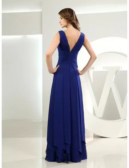 A-line V-neck Floor-length Chiffon Bridesmaid Dress #OP3108 $139 ...