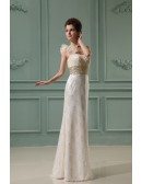 A-line One-shoulder Floor-length Lace Evening Dress With Beading