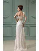 A-line One-shoulder Floor-length Lace Evening Dress With Beading