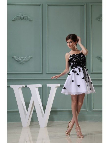 A-line Strapless Short Chiffon Homecoming Dress With Flowers
