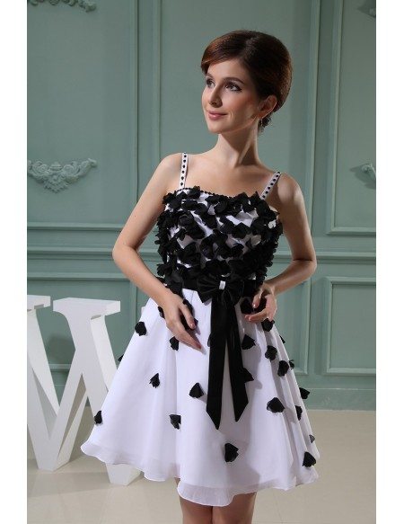 A-line Strapless Short Chiffon Homecoming Dress With Flowers