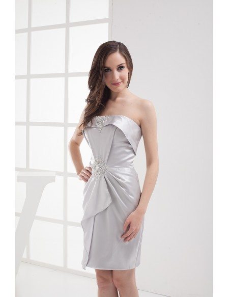 Gorgeous Silver Strapless Short Bridesmaid Dress