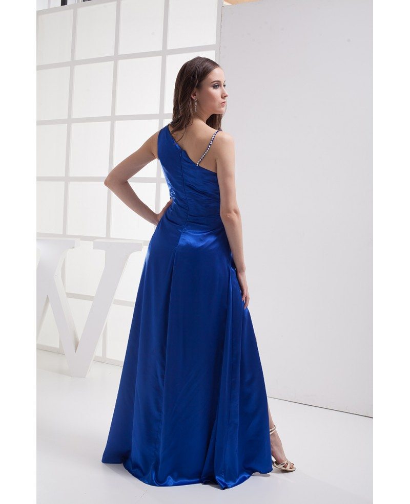 Royal Blue Split Front Classic Sleek Satin Prom Dress #OP4030 $142.6