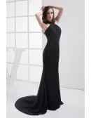 Beaded Black Long Halter Mermaid Custom Formal Dress