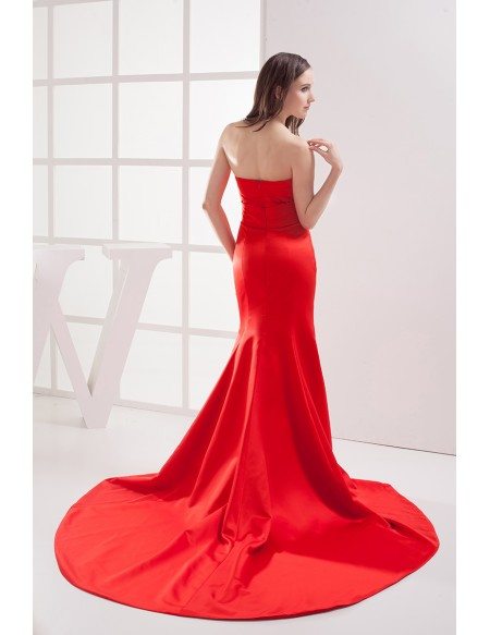 Custom Formal Red Mermaid Train Length Prom Dress