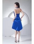 Short Halter Open Back Royal Blue Bridesmaid Dress