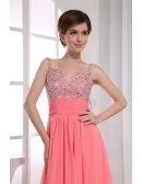 A Line Sweetheart Sleeveless Chiffon Floor Length Appliques Prom Dresses LBQ3452 main image 0