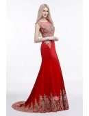 Mermaid Scoop Neck Court Train Evening Dress With Beading Appliques Lace