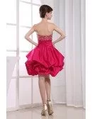 A-line Strapless Short Satin Prom Dress With Cascading Ruffle