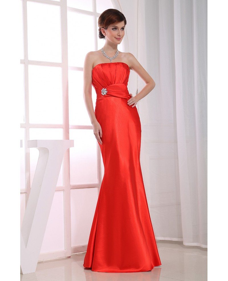 Mermaid Strapless Floor-length Satin Evening Dress #OP3147 $129.5 ...