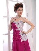 Sheath One-shoulder Floor-length Chiffon Prom Dress With Appliques Lace