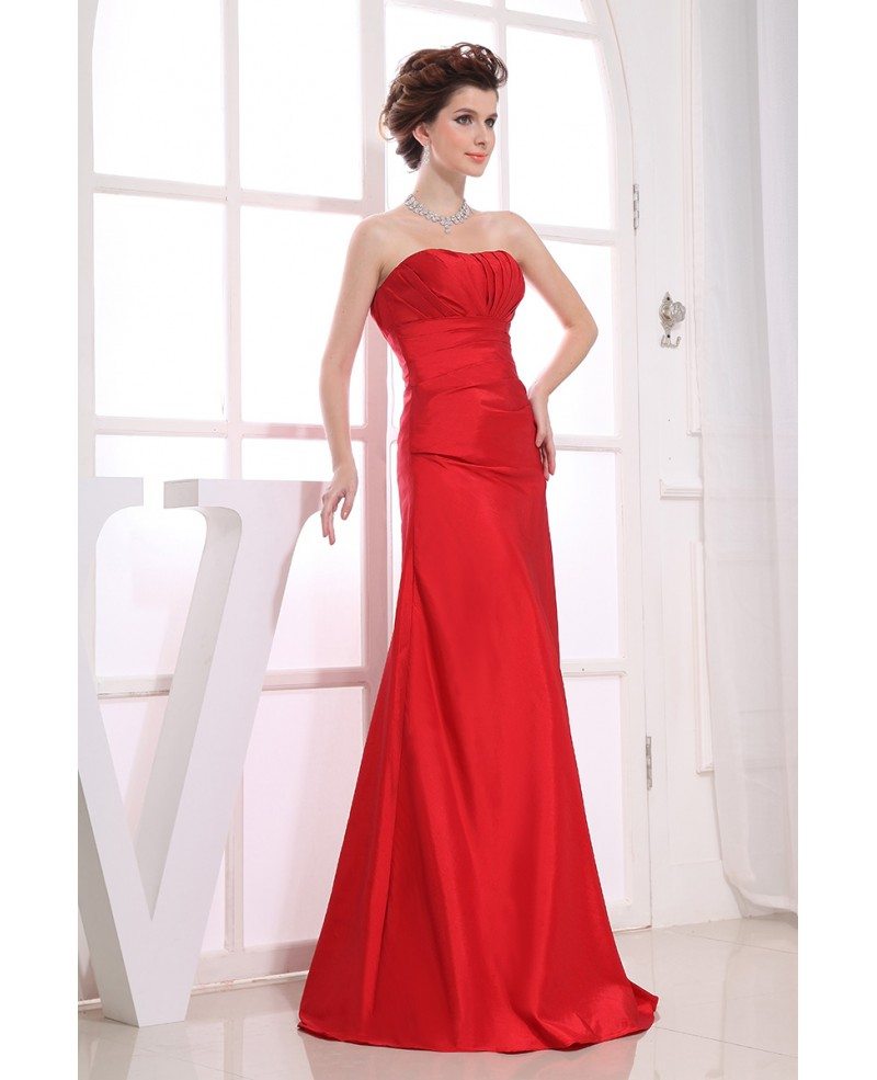 A-line Strapless Floor-length Satin Evening Dress #OP3154 $126.9 ...