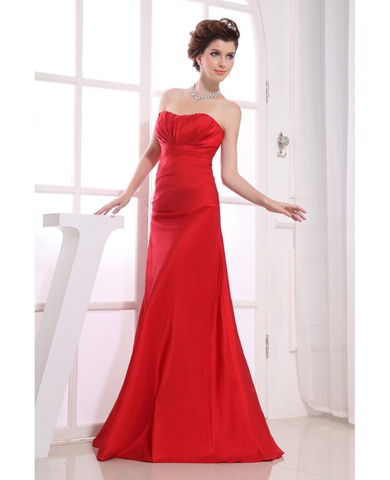 A-line Strapless Floor-length Satin Evening Dress #OP3154 $126.9 ...